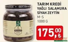 TARIM KREDİ YAĞLI SALAMURA SİYAH ZEYTİN 1000 G TARIM KREDİ YAĞLI SALAMURA SİYAH ZEYTİN 1000 G